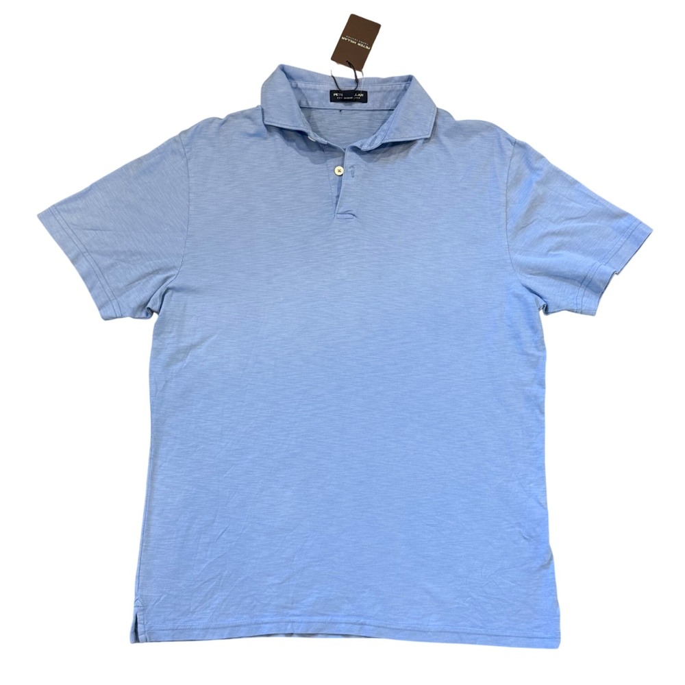 Peter Millar Crown Crafted Mens Light Blue Slub Polo Shirt MS24XK70 Small NWT
